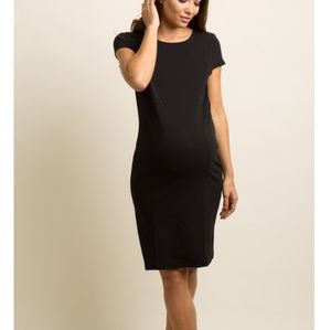 NWT Pink Blush Maternity Cap Sleeve Black Dress